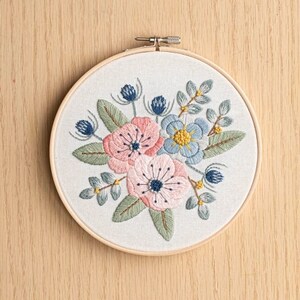 Embroidery kit with colorful flowers